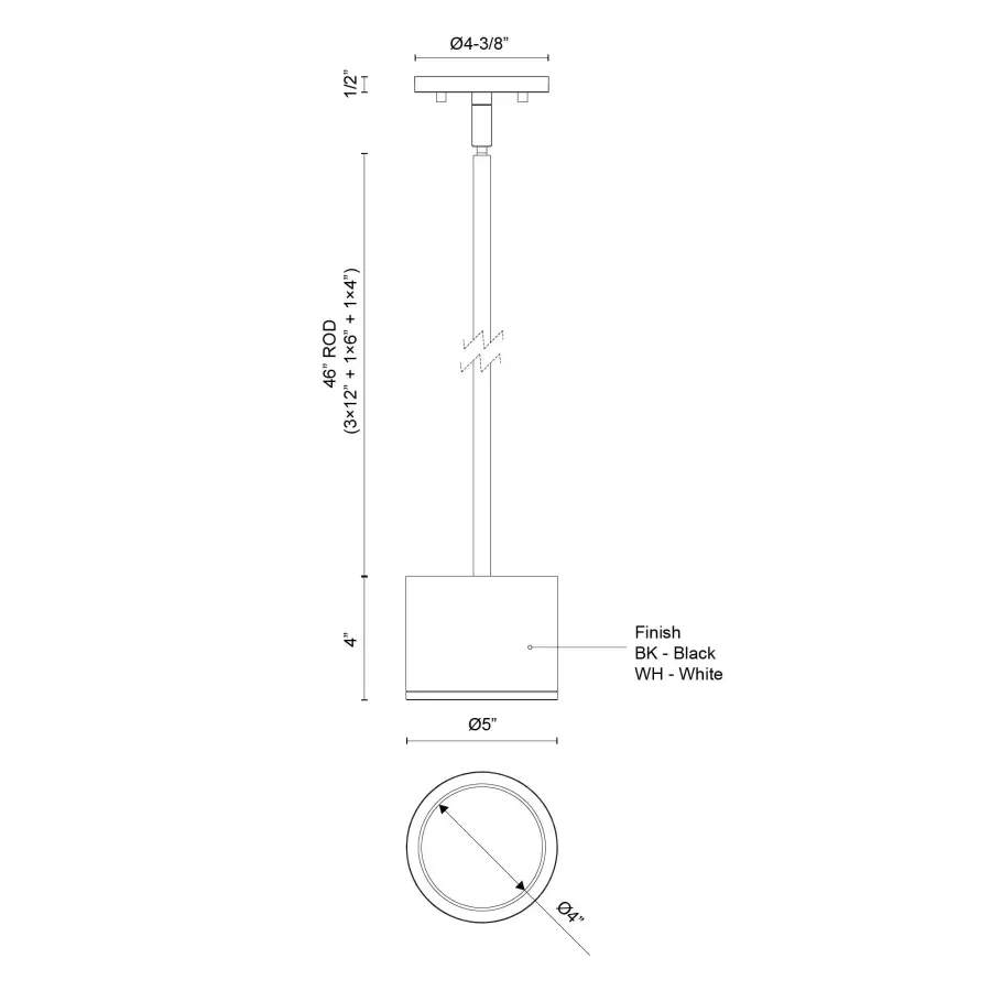 Nordic 4-Inch Exterior Cylinder Pendant in Black - Image 4