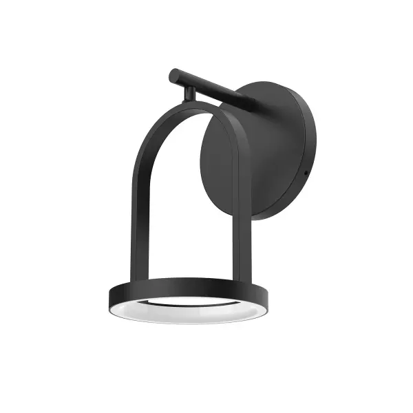 The Trek Wall Sconce blends traditional lantern silhouettes with contemporary clean lines. Its circular LED frame provides balanced up and down lighting, perfect for modern outdoor spaces requiring both style and function.