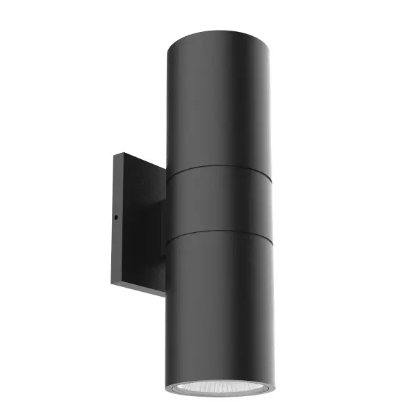 The Lund 12" wall sconce combines contemporary cylinder design with high-powered integrated LED technology. Die-cast aluminum construction with tempered glass diffusers creates dramatic up and down lighting effects. ETL wet location rated for reliable outdoor performance.