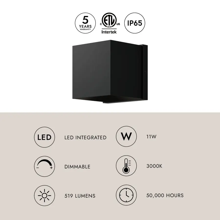 Rene 5-Inch Exterior Wall Sconce in Matte Black - Image 2