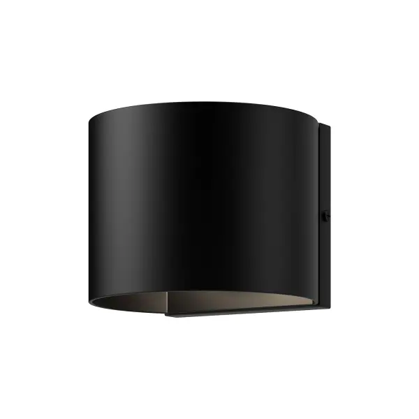 The Rene wall sconce delivers clean, contemporary styling with its angular cast-aluminum body in matte black. Integrated LED technology provides warm 3000K lighting, while dimmable functionality and up/down mounting options offer flexibility.