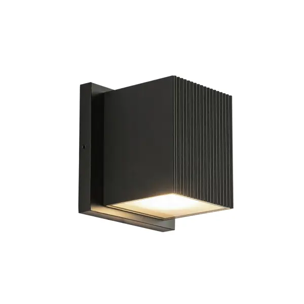 The Mavis 4-inch wall sconce delivers clean, modern styling with integrated LED downlighting. Its compact cube design features decorative pin-strip detailing and can be mounted horizontally or vertically for flexible placement.