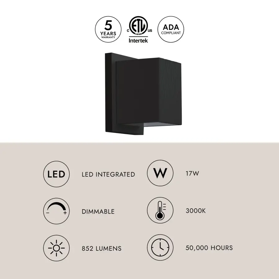 Mavis 4-Inch Exterior Up/Down Wall Light - Image 5