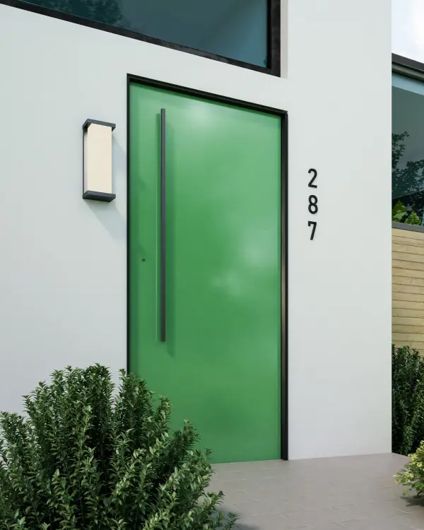 The Bravo wall sconce delivers striking contemporary design with integrated LED technology. Its rectangular form emits omnidirectional light for comprehensive outdoor coverage, while the matte black finish adds refined elegance. - alternate view