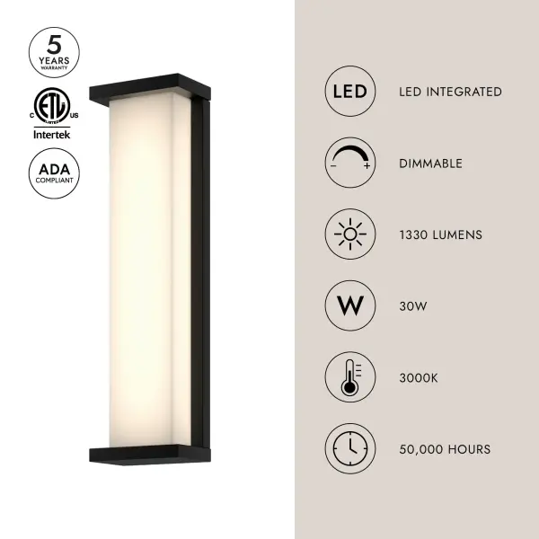 Bravo 20-Inch Exterior Wall Sconce in Matte Black - Image 5