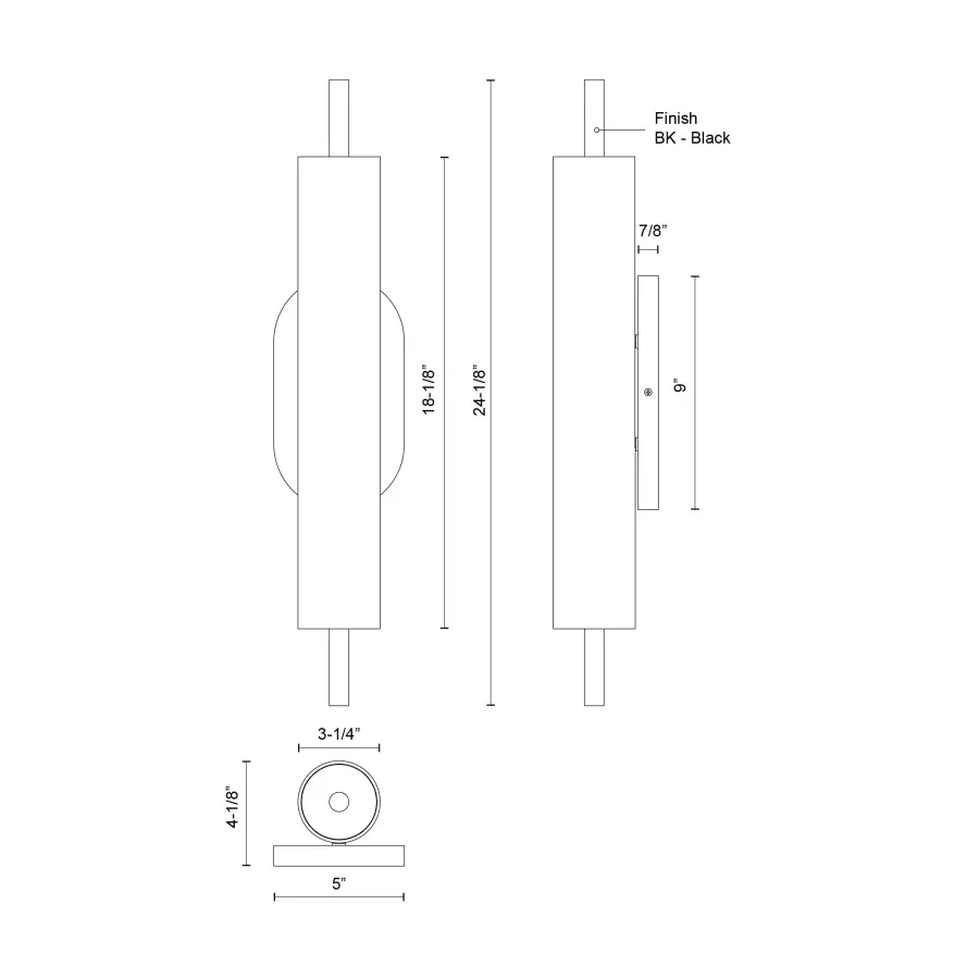 Estes 24-Inch Exterior Wall Sconce in Matte Black - Image 4