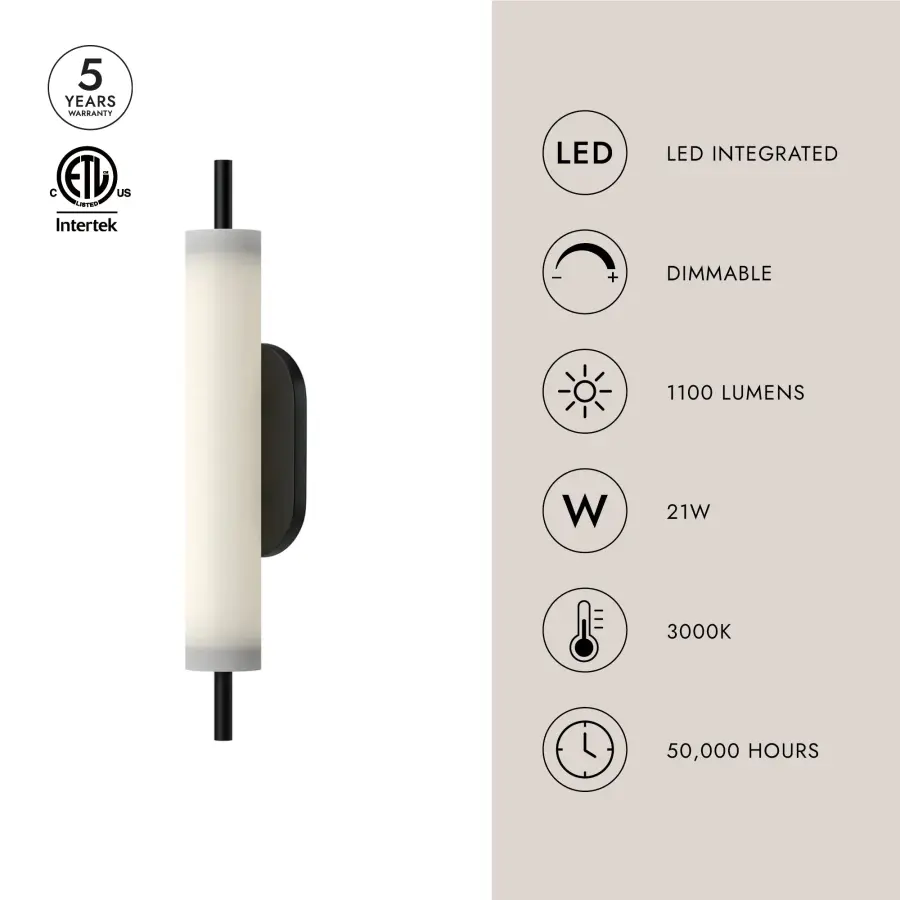 Estes 24-Inch Exterior Wall Sconce in Matte Black - Image 5