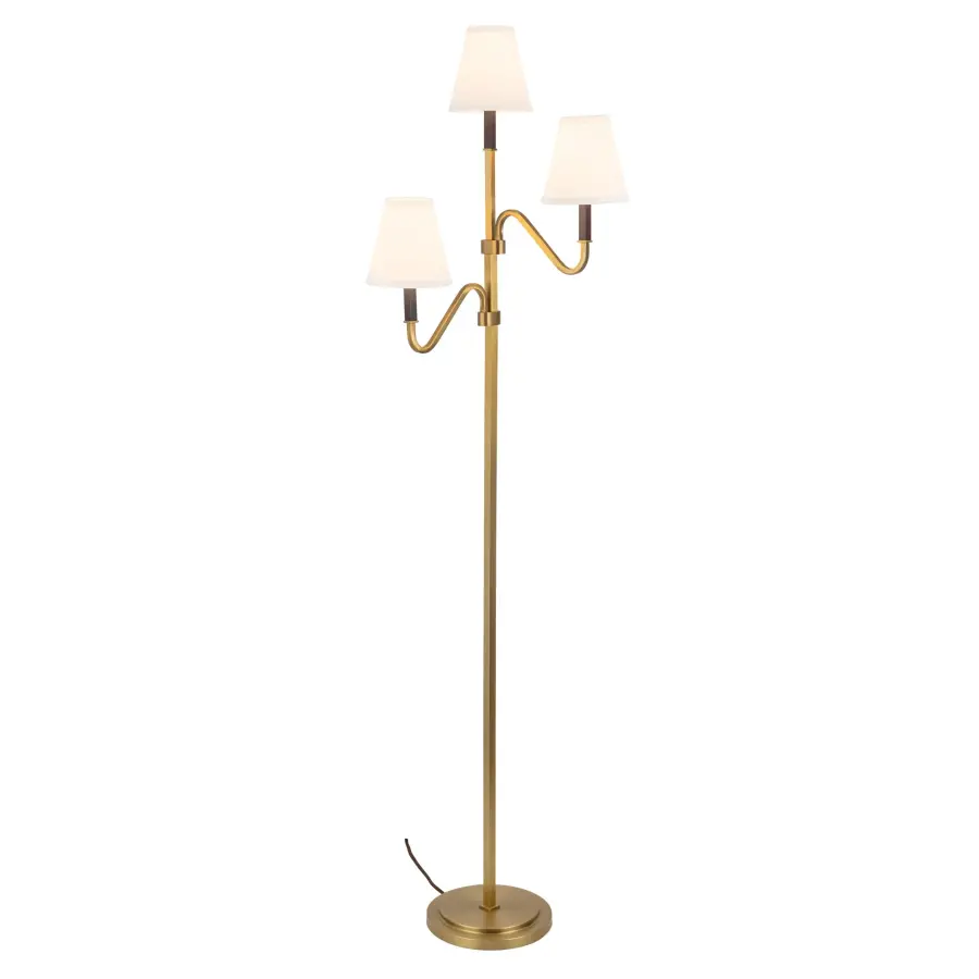 Sloan 68-Inch Floor Lamp in Brushed Gold with White Linen Shade - Image 1