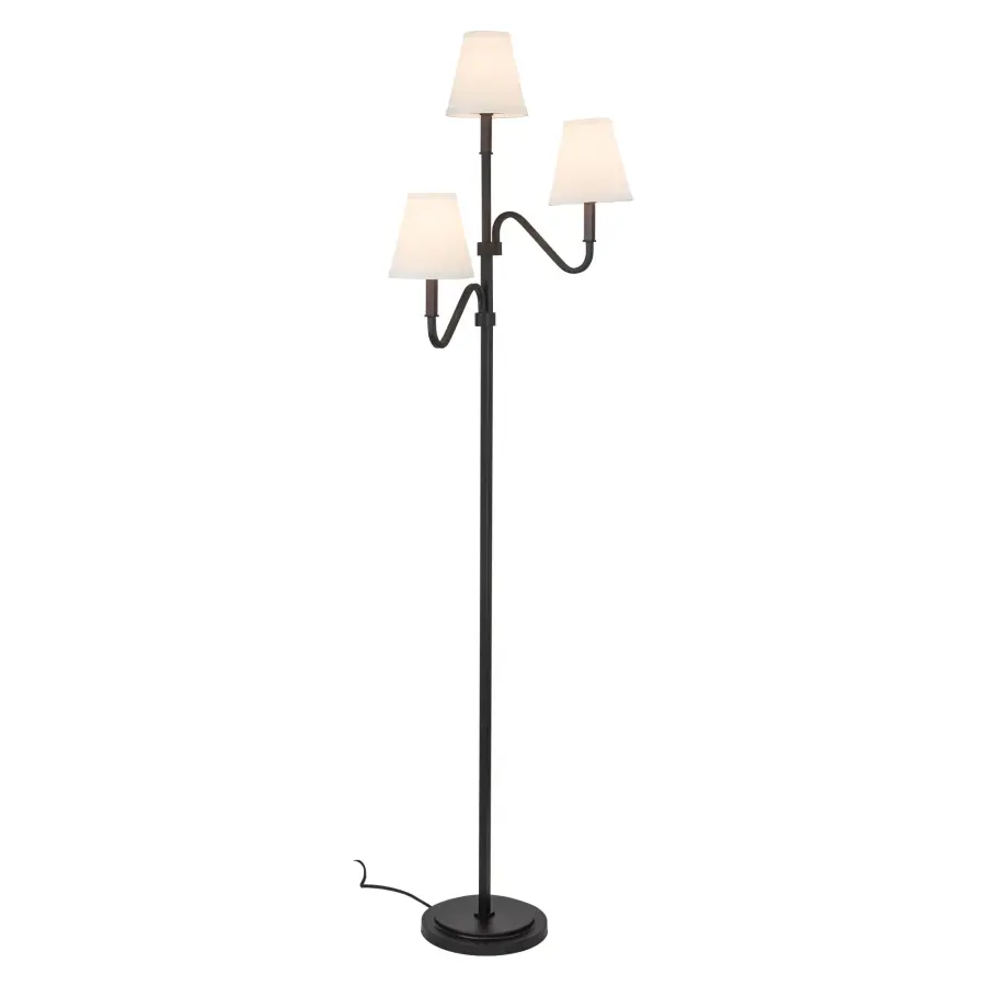 Sloan 68-Inch Floor Lamp in Brushed Gold with White Linen Shade - Image 11