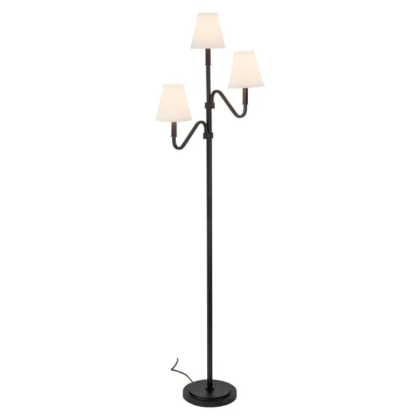 Sloan 68-Inch Floor Lamp in Brushed Gold with White Linen Shade - Image 3
