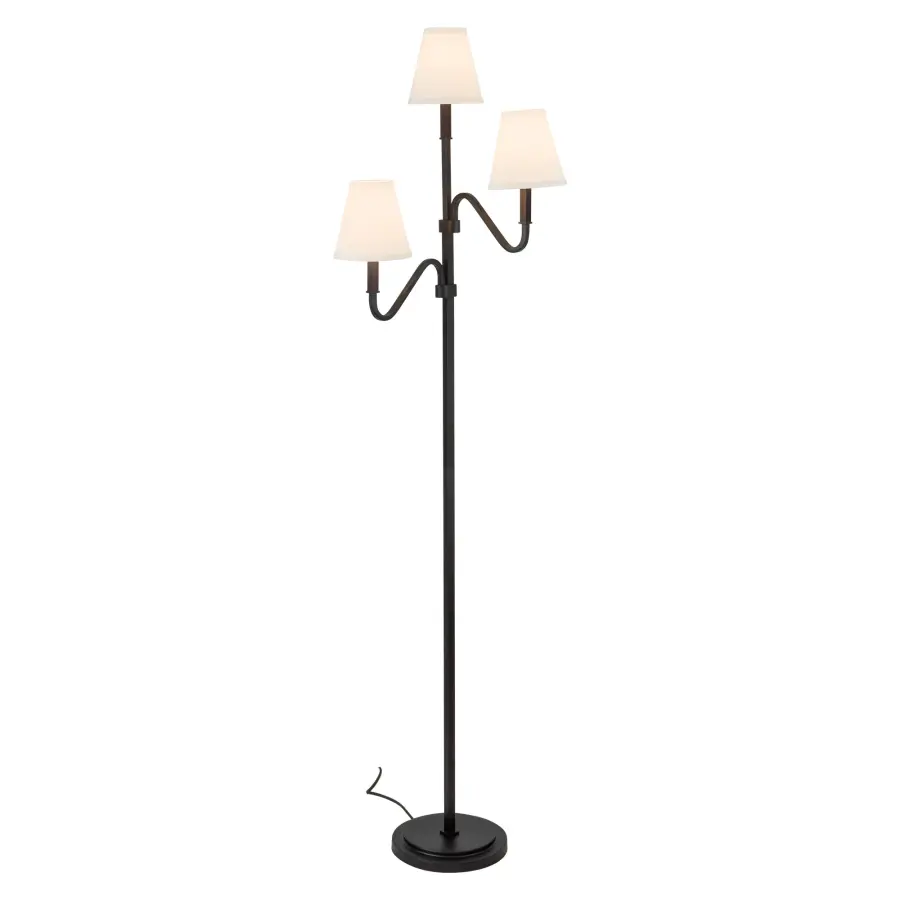 Sloan 68-Inch Floor Lamp in Brushed Gold with White Linen Shade - Image 3