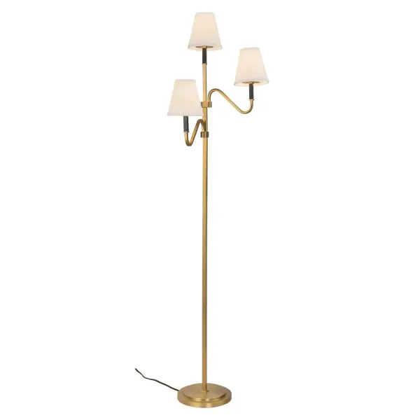 Sloan 68-Inch Floor Lamp in Brushed Gold with White Linen Shade - Image 5
