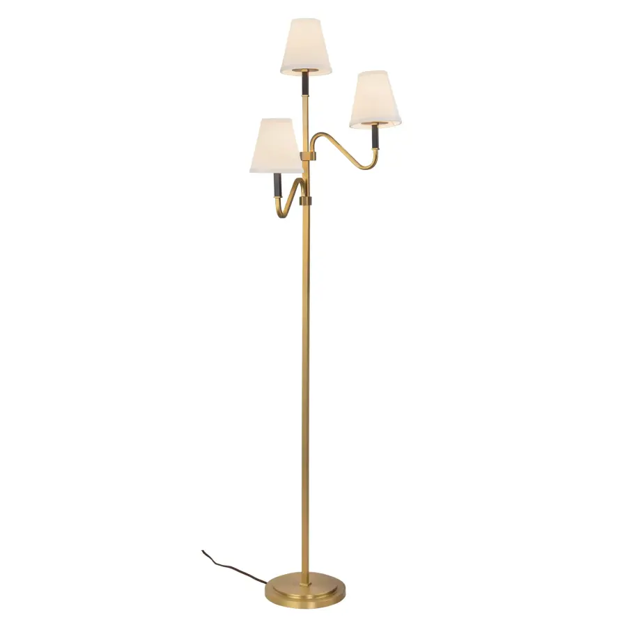 Sloan 68-Inch Floor Lamp in Brushed Gold with White Linen Shade - Image 5
