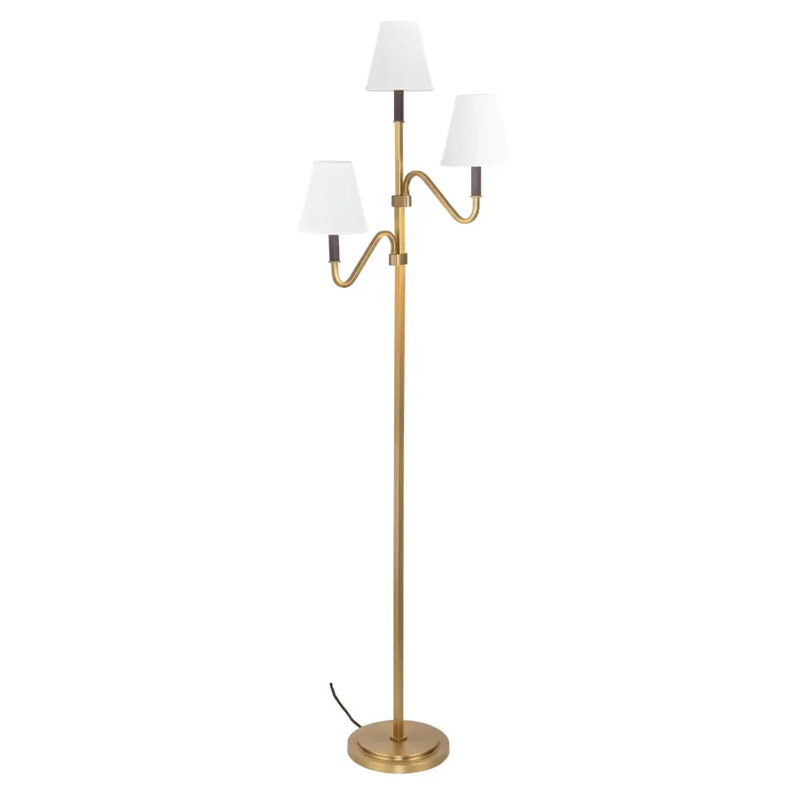 Sloan 68-Inch Floor Lamp in Brushed Gold with White Linen Shade - Image 6