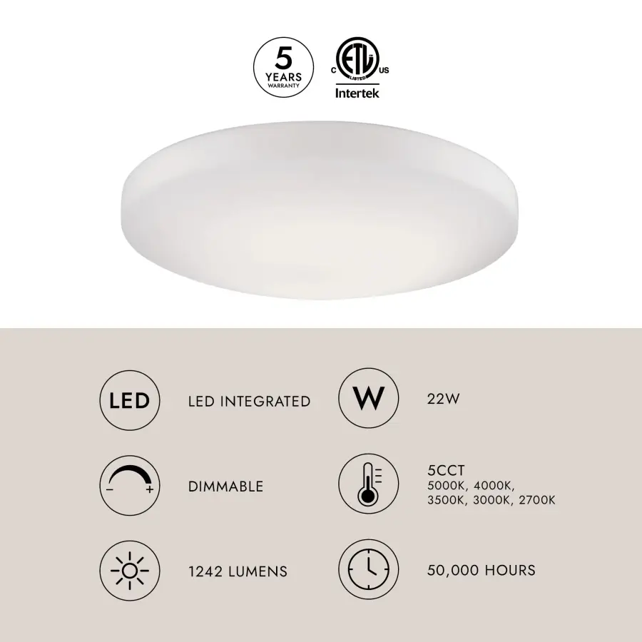 Clean Modern LED Flush Mount with Warm White Glow - Image 6