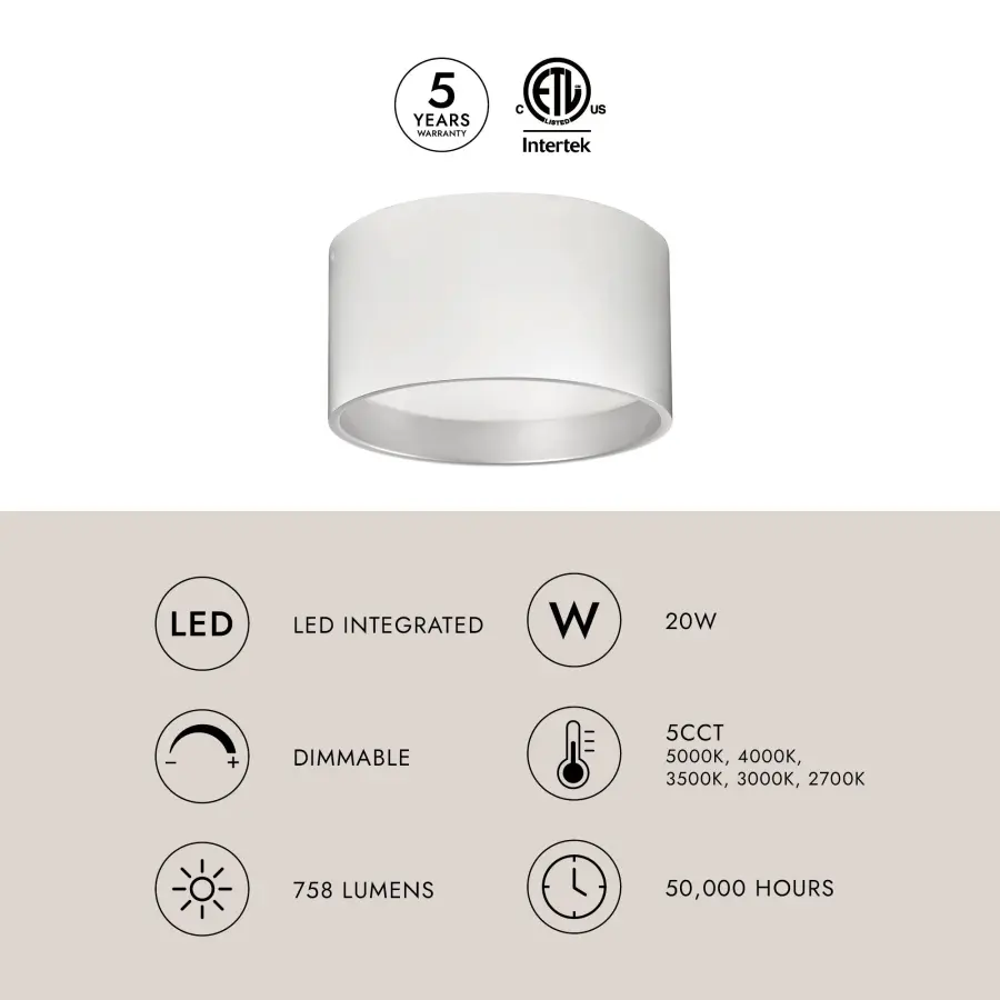 Sleek Two-Tone Flush Mount with Integrated LED Technology - Image 8