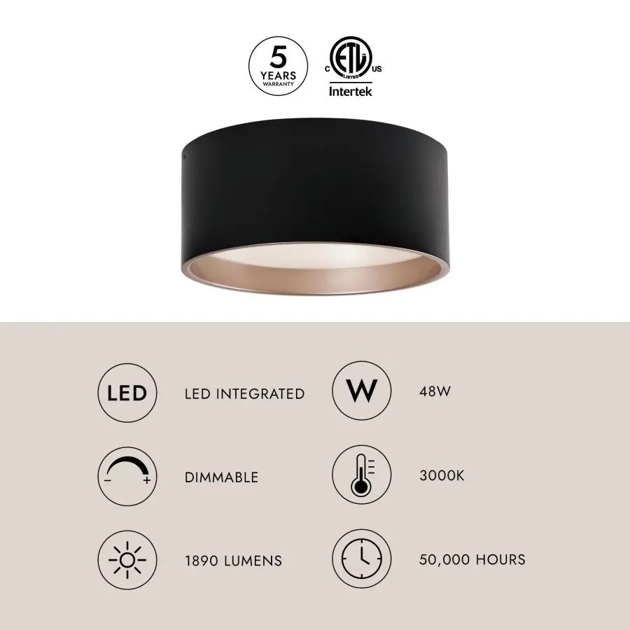Sleek Two-Tone Flush Mount with Integrated LED Technology - Image 6