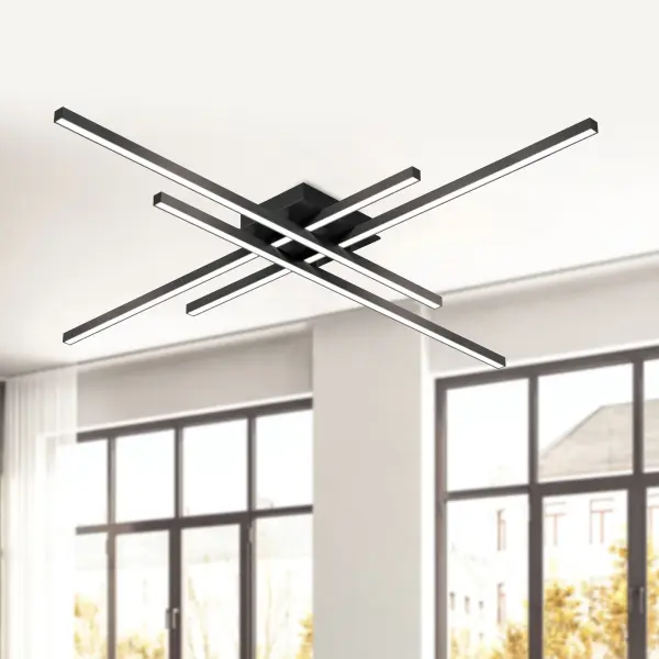 The Vega Minor 47-inch flush mount delivers sophisticated linear lighting with a refined square profile. Its integrated 3000K LED provides soft, uniform illumination perfect for modern spaces requiring low-profile ceiling fixtures. - alternate view