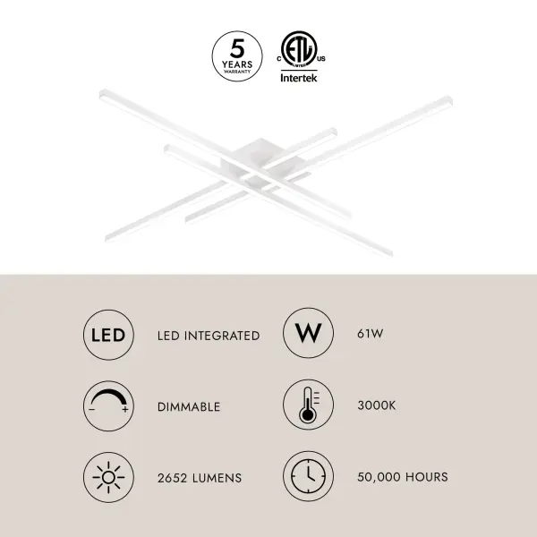 Sleek Linear Flush Mount with Warm Integrated LED - Image 11