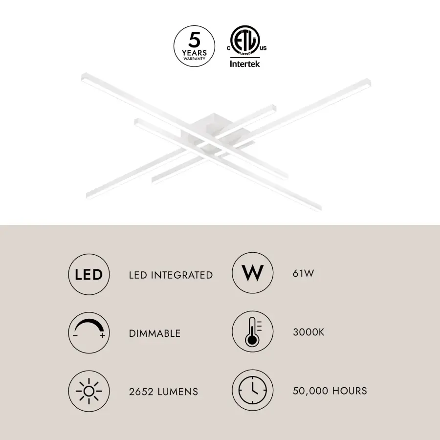 Sleek Linear Flush Mount with Warm Integrated LED - Image 11
