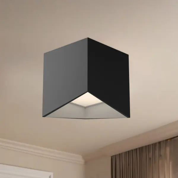 Cubix 5-Inch Flush Mount in Matte Black and White - Image 3