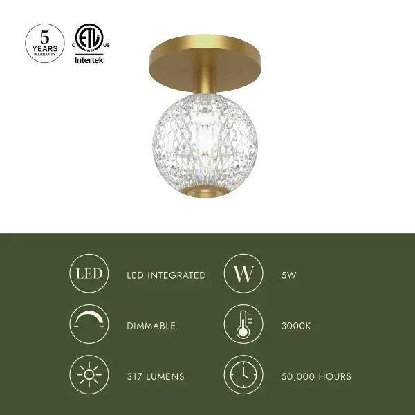 Marni 5-Inch Flush Mount in Natural Brass - Image 6