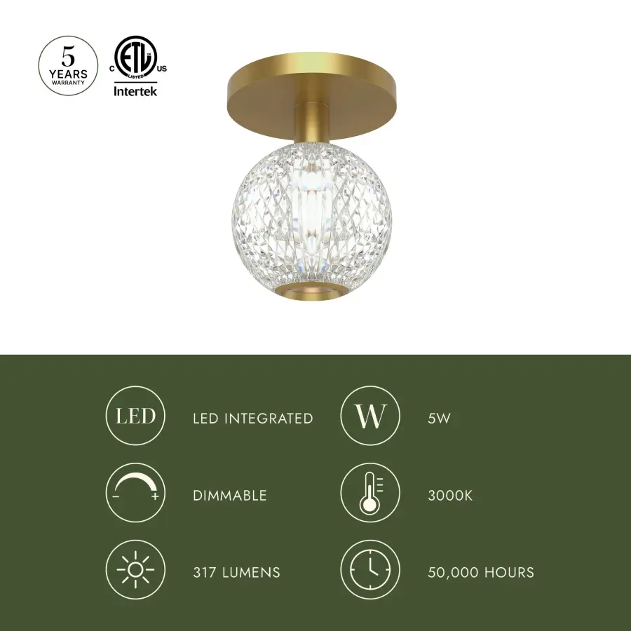 Marni 5-Inch Flush Mount in Natural Brass - Image 6