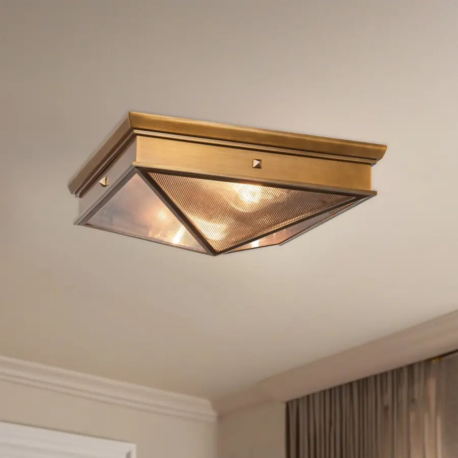 Cairo 15-Inch Flush Mount in Vintage Brass - Image 3