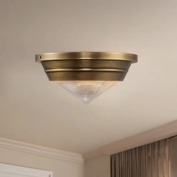 Willard 10-Inch Flush Mount in Vintage Brass - Image 7