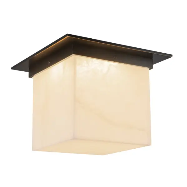 Designer Flush Mount with Sculptural Mineral Glass & Low-Profile Elegance - Image 4