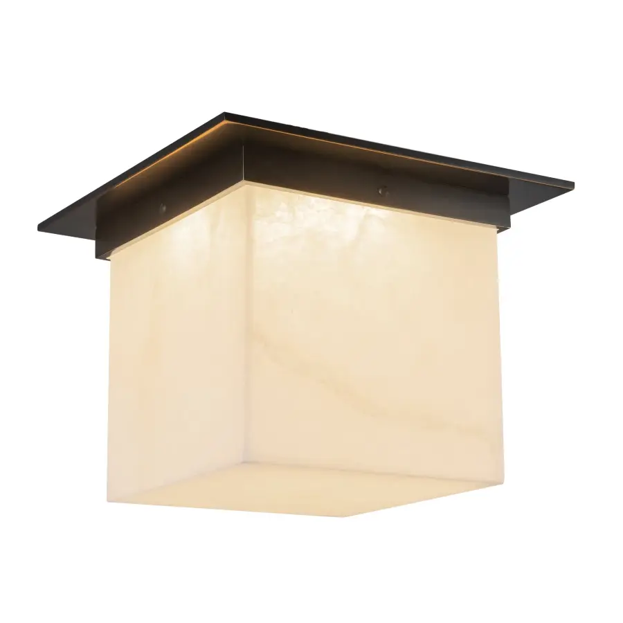 Designer Flush Mount with Sculptural Mineral Glass & Low-Profile Elegance - Image 4