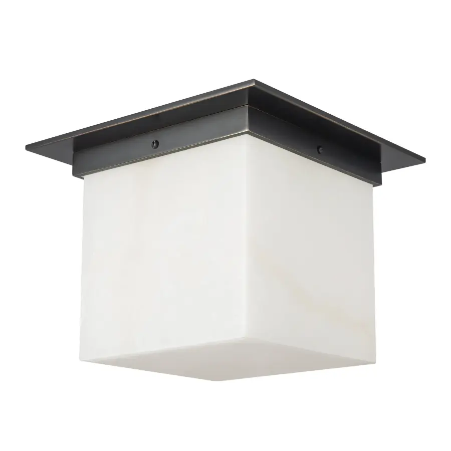 Designer Flush Mount with Sculptural Mineral Glass & Low-Profile Elegance - Image 10