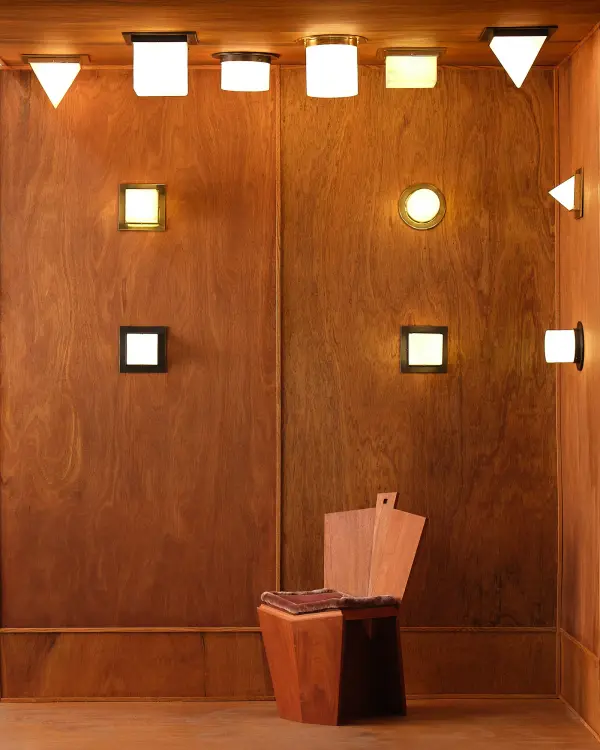 The Mineral Flush Mount transforms natural alabaster and geometric form into a refined lighting solution. Designer Jason Koharik's signature aesthetic shines through in this low-profile fixture that delivers soft, textural illumination. - alternate view