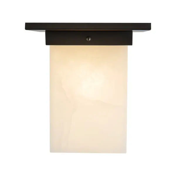 Mineral 8" Flush Mount in Patina Bronze with Amber Ribbed Glass - Image 11
