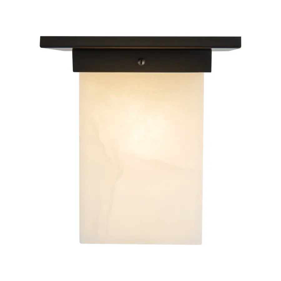 Mineral 8" Flush Mount in Patina Bronze with Amber Ribbed Glass - Image 11