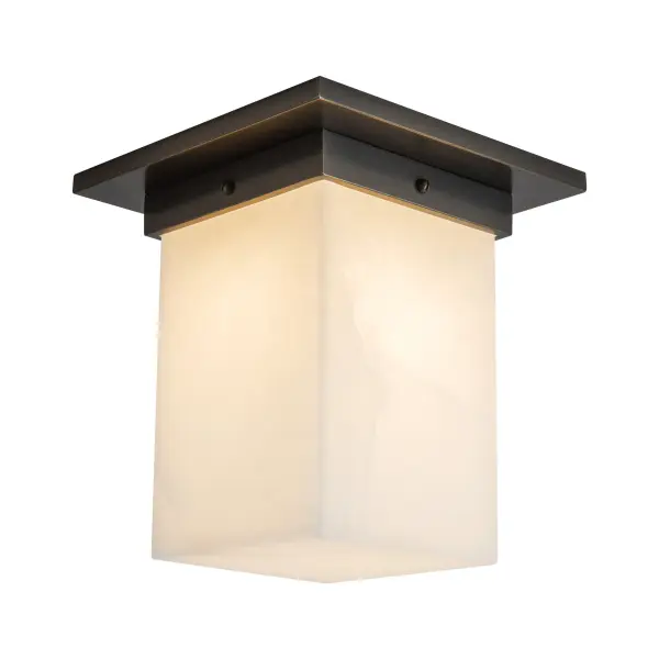 Mineral 8" Flush Mount in Patina Bronze with Amber Ribbed Glass - Image 12