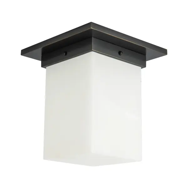 Mineral 8" Flush Mount in Patina Bronze with Amber Ribbed Glass - Image 13