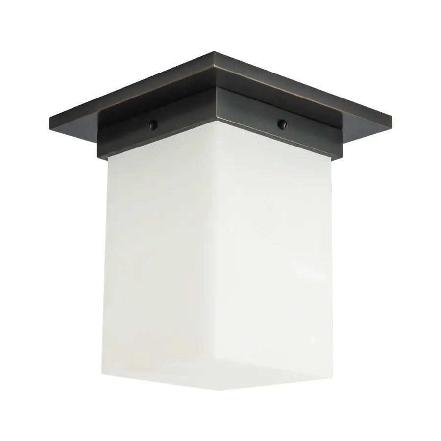 Mineral 8" Flush Mount in Patina Bronze with Amber Ribbed Glass - Image 13