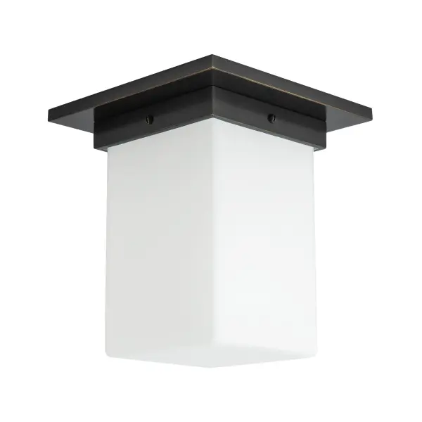 Mineral 8" Flush Mount in Patina Bronze with Amber Ribbed Glass - Image 17