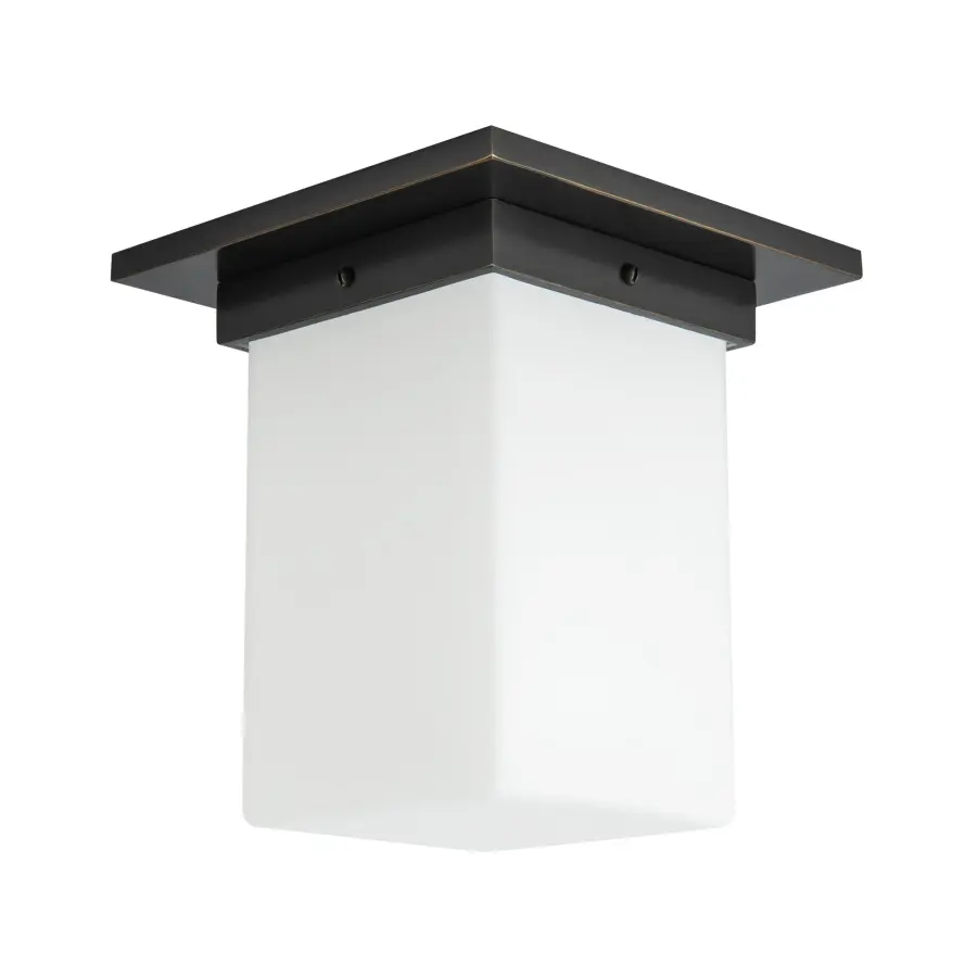 Mineral 8" Flush Mount in Patina Bronze with Amber Ribbed Glass - Image 17