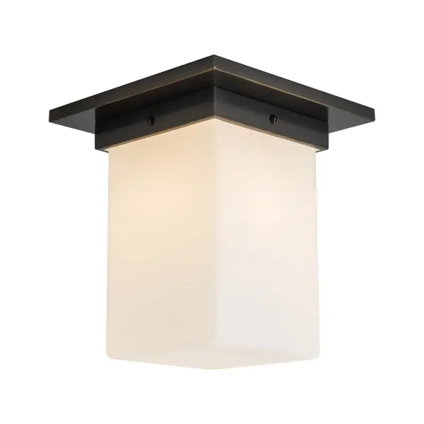 Mineral 8" Flush Mount in Patina Bronze with Amber Ribbed Glass - Image 3