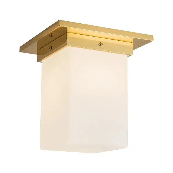 Mineral 8" Flush Mount in Patina Bronze with Amber Ribbed Glass - Image 4