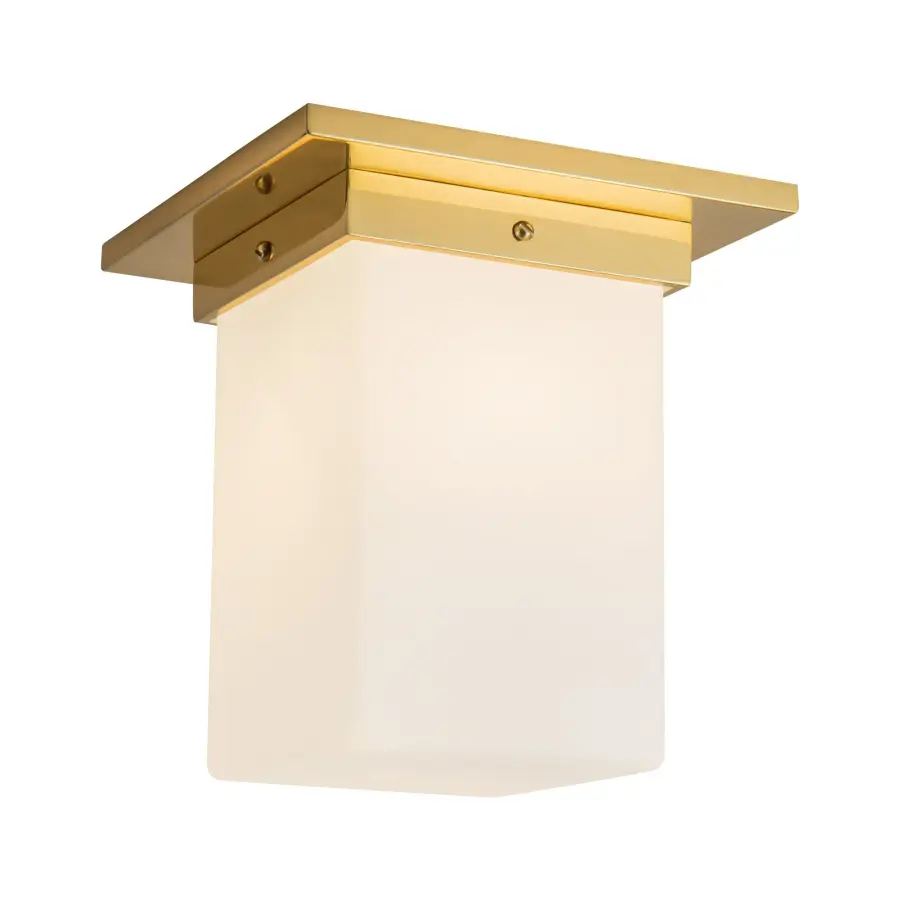 Mineral 8" Flush Mount in Patina Bronze with Amber Ribbed Glass - Image 4