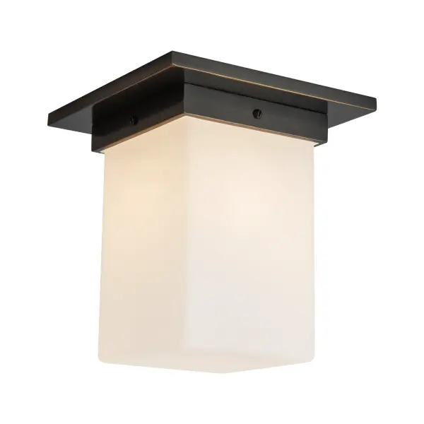 Mineral 8" Flush Mount in Patina Bronze with Amber Ribbed Glass - Image 5