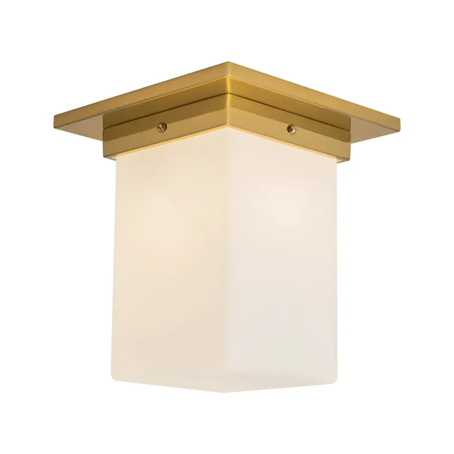 Mineral 8" Flush Mount in Patina Bronze with Amber Ribbed Glass - Image 7