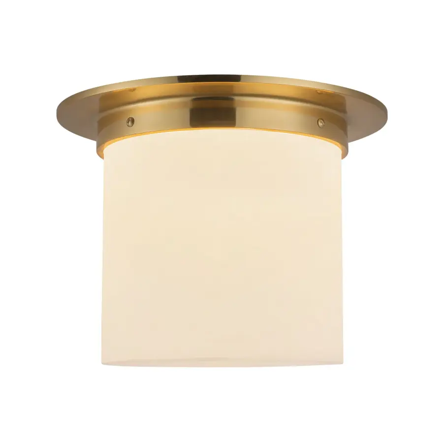 Mineral 8-Inch Flush Mount in Patina Bronze with Opal Glass - Image 1