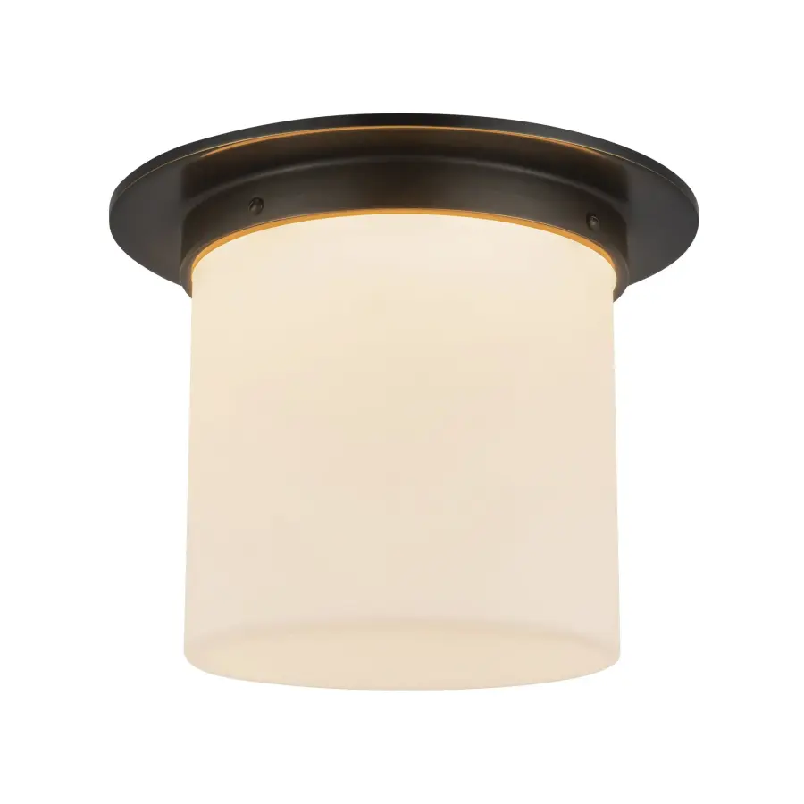 Mineral 8-Inch Flush Mount in Patina Bronze with Opal Glass - Image 16