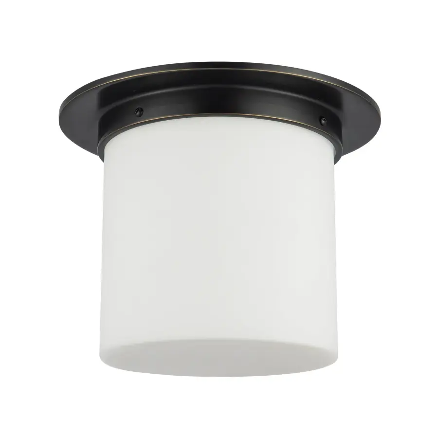 Mineral 8-Inch Flush Mount in Patina Bronze with Opal Glass - Image 17