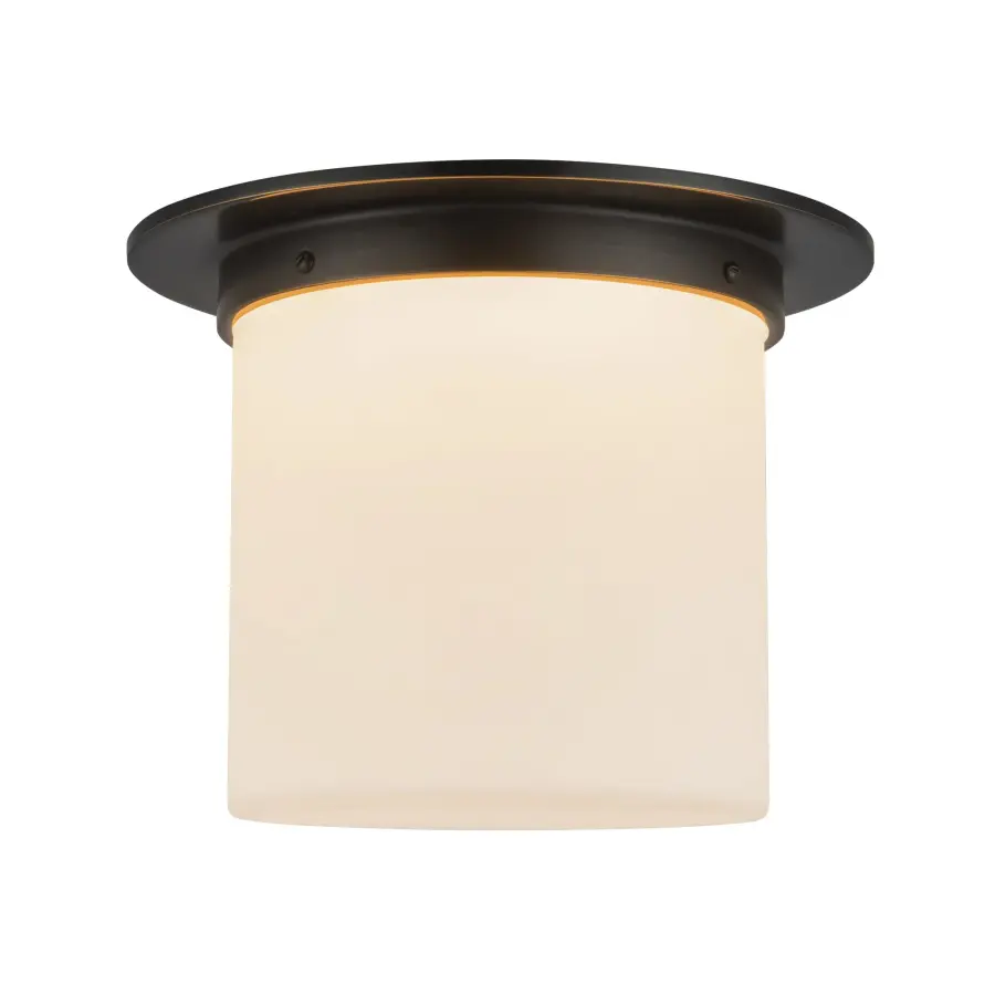 Mineral 8-Inch Flush Mount in Patina Bronze with Opal Glass - Image 4