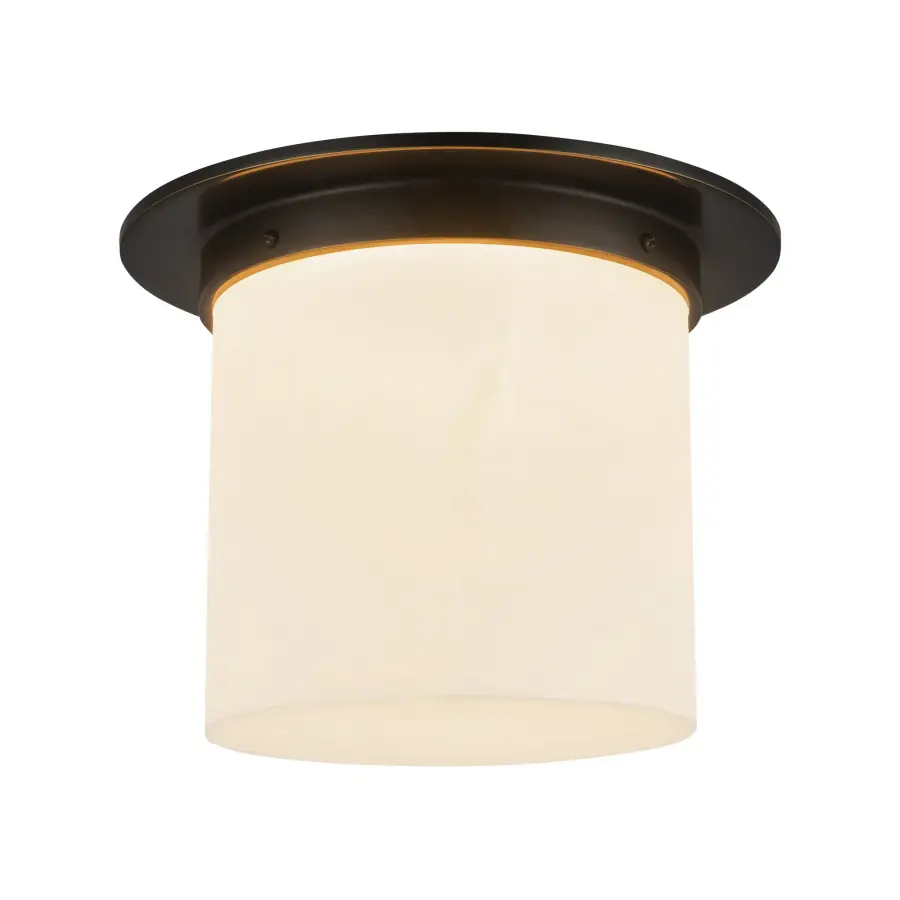 Mineral 8-Inch Flush Mount in Patina Bronze with Opal Glass - Image 5